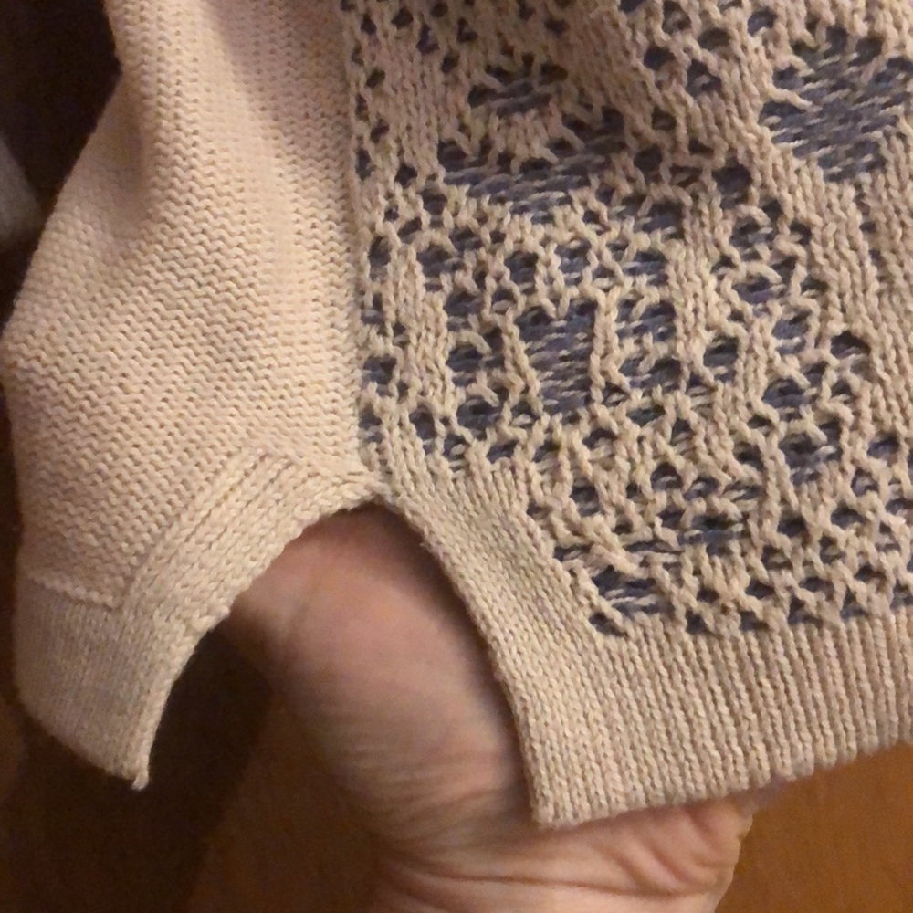 Kim Rogers lightweight 3/4 sleeve blue and cream sweater - Picture 5 of 8